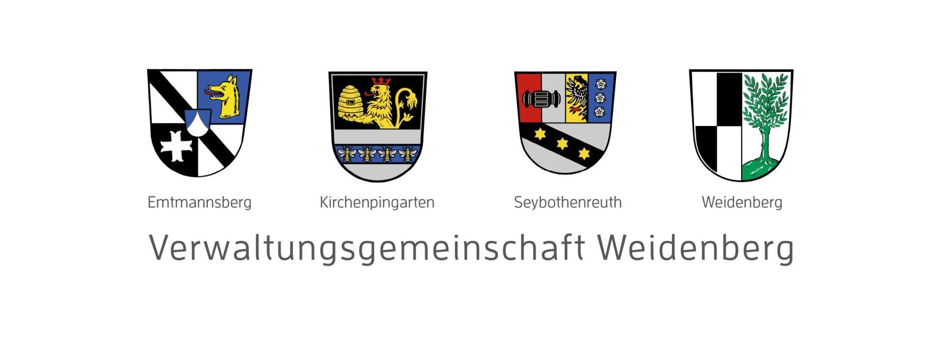 Die vier Wappen der Mitgliedsgemeinden der Verwaltungsgemeinschaft Weidenberg
